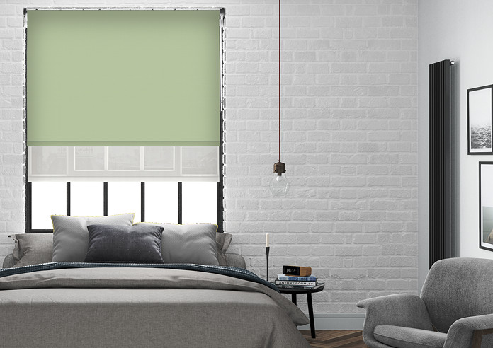 Rimini (Blackout), Mint & Optima Chiffon - Double Roller Blind - Image 3